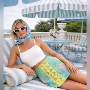 Lilly Pulitzer Sun Dance Marigold Skort Sz 0 Green Pink Resort Golf Tennis Skirt